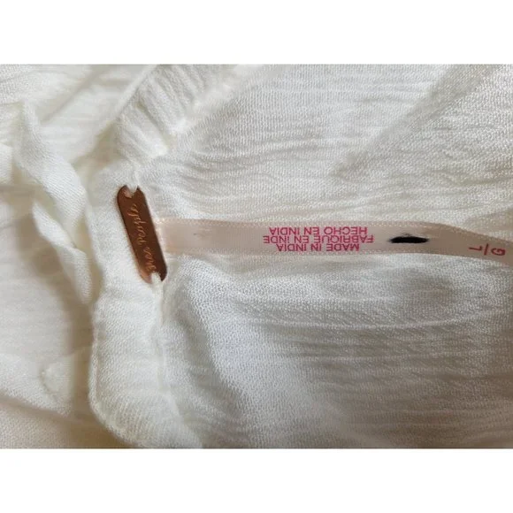 New women's sz lg free people white lace gauzy halter tie dress slice of heaven - Picture 6 of 6